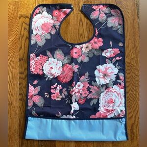 Celly Adult Bib, Washable, Waterproof Clothing Protector Crumb Catcher, Floral